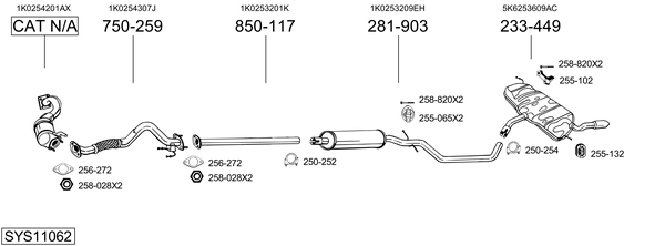 Sistema de gases de escape Vw GOLF VI