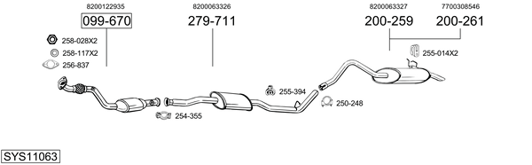 Sistema de gases de escape BOSAL SYS11063