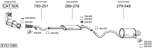 Sistema de gases de escape Renault MEGANE III Coupe