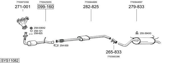 Sistema de gases de escape Renault MEGANE I