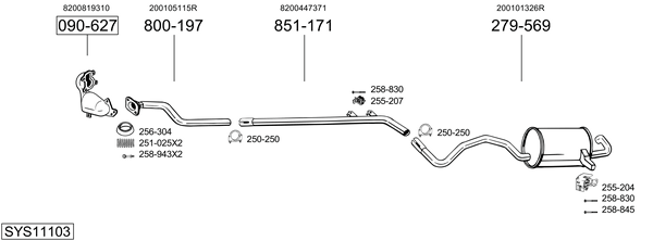 Sistema de gases de escape Renault MEGANE III Hatchback
