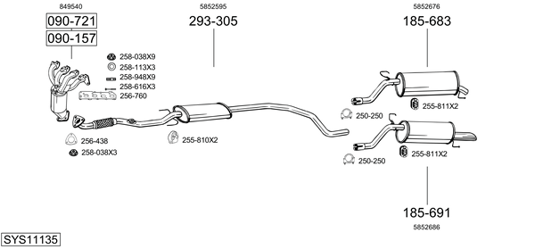 Sistema de gases de escape Opel CORSA D