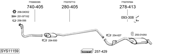 Sistema de gases de escape Renault CLIO I