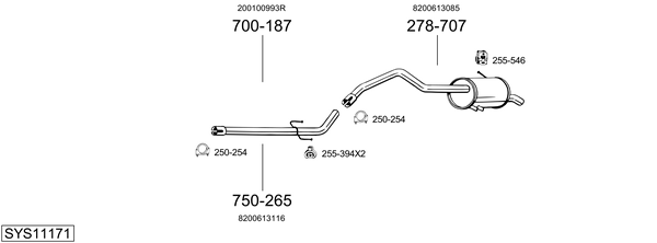 Sistema de gases de escape Renault KANGOO / GRAND KANGOO II