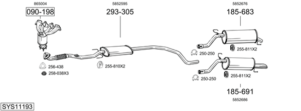 Sistema de gases de escape Opel CORSA D