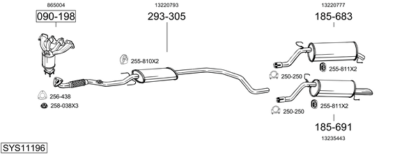 Sistema de gases de escape Vauxhall CORSA Mk III