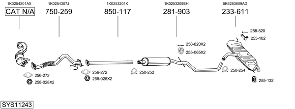 Sistema de gases de escape Vw GOLF PLUS V