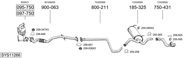 Sistema de gases de escape Vauxhall ASTRA Mk VI Estate