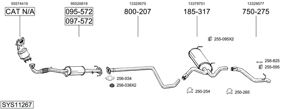 Sistema de gases de escape Vauxhall ASTRA Mk VI Estate