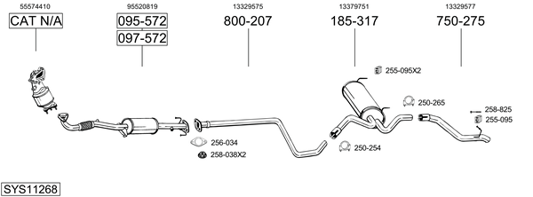 Sistema de gases de escape Vauxhall ASTRA Mk VI Estate