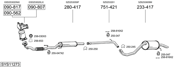 Sistema de gases de escape Vw FOX Hatchback