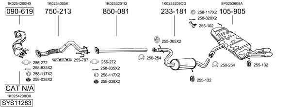 Sistema de gases de escape Audi A3 Sportback