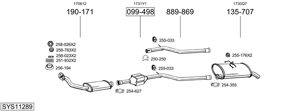 Sistema de gases de escape BOSAL SYS11289