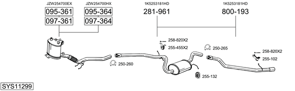 Sistema de gases de escape Vw GOLF VAN VI Variant