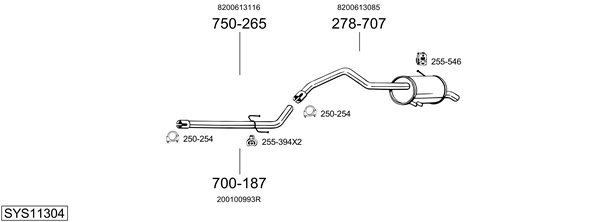 Sistema de gases de escape Renault KANGOO Express