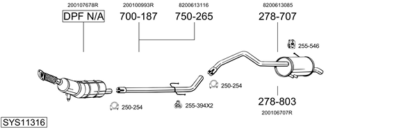 Sistema de gases de escape Renault KANGOO BE BOP
