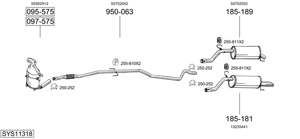 Sistema de gases de escape Vauxhall CORSAVAN Mk III Hatchback Van