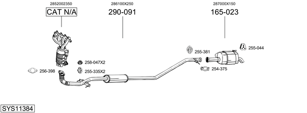 Sistema de gases de escape BOSAL SYS11384