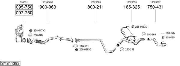 Sistema de gases de escape Vauxhall ASTRA Mk VI Estate