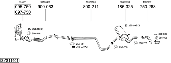 Sistema de gases de escape Vauxhall ASTRA Mk VI GTC