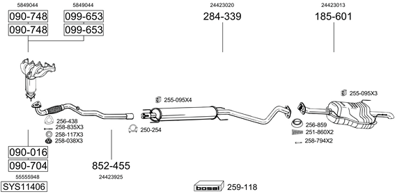 Sistema de gases de escape Vauxhall ZAFIRA A