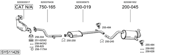 Sistema de gases de escape Renault CLIO III