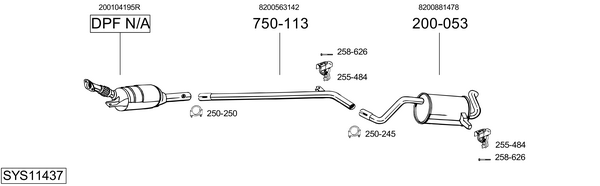 Sistema de gases de escape Renault CLIO III Hatchback Van