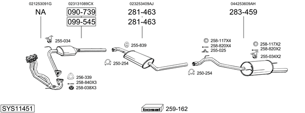 Sistema de gases de escape Vw CALIFORNIA T4 Camper