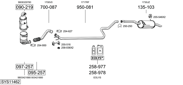 Sistema de gases de escape Peugeot PARTNER Box Body/MPV