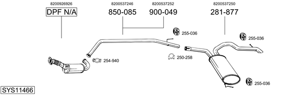 Sistema de gases de escape BOSAL SYS11466
