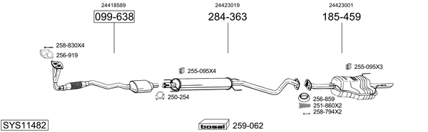 Sistema de gases de escape Vauxhall ASTRA Mk IV Hatchback