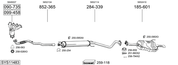 Sistema de gases de escape Opel ZAFIRA A MPV