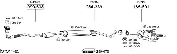 Sistema de gases de escape Opel ZAFIRA A MPV