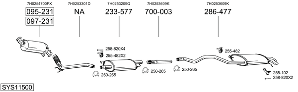 Sistema de gases de escape Vw CALIFORNIA T5 Camper