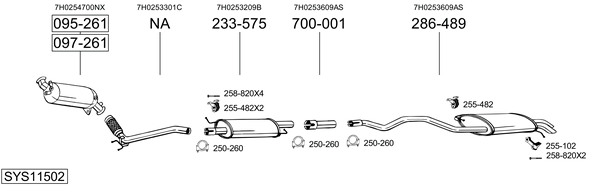 Sistema de gases de escape Vw CALIFORNIA T5 Camper