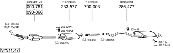 Sistema de gases de escape BOSAL SYS11517