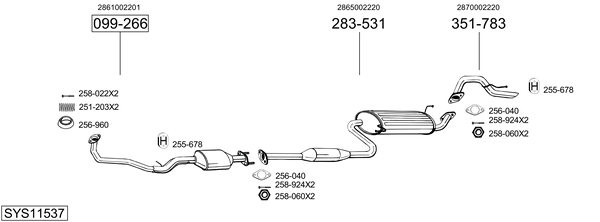 Sistema de gases de escape Hyundai ATOS