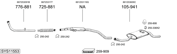 Sistema de gases de escape Audi 50