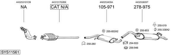 Sistema de gases de escape Audi 100 C3 Avant