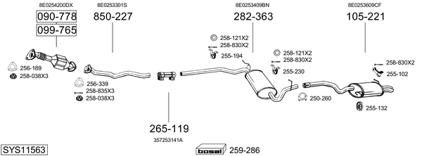 Sistema de gases de escape Audi A4 B6 Avant