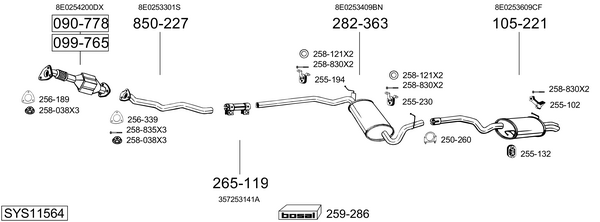 Sistema de gases de escape Audi A4 B6