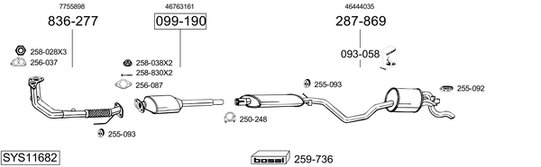 Sistema de gases de escape Fiat PUNTO