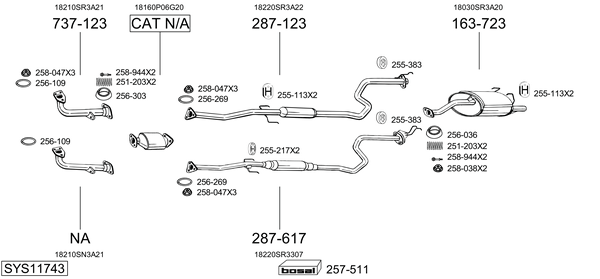 Sistema de gases de escape Honda CIVIC V Hatchback
