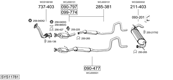 Sistema de gases de escape Land Rover FREELANDER I Soft Top