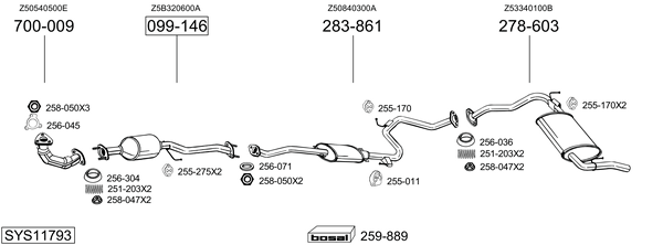 Sistema de gases de escape BOSAL SYS11793
