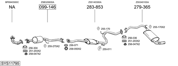 Sistema de gases de escape Mazda 323 F V