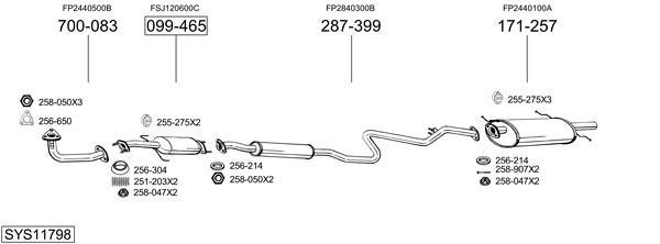 Sistema de gases de escape Mazda 626 V