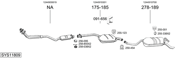 Sistema de gases de escape Mercedes-Benz 124 Saloon