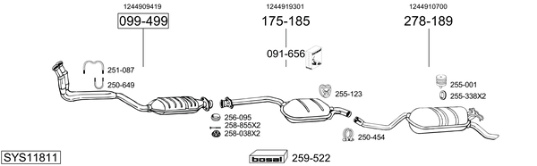 Sistema de gases de escape Mercedes-Benz 124 Saloon