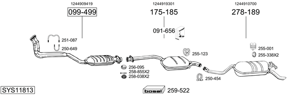 Sistema de gases de escape Mercedes-Benz 124 Saloon